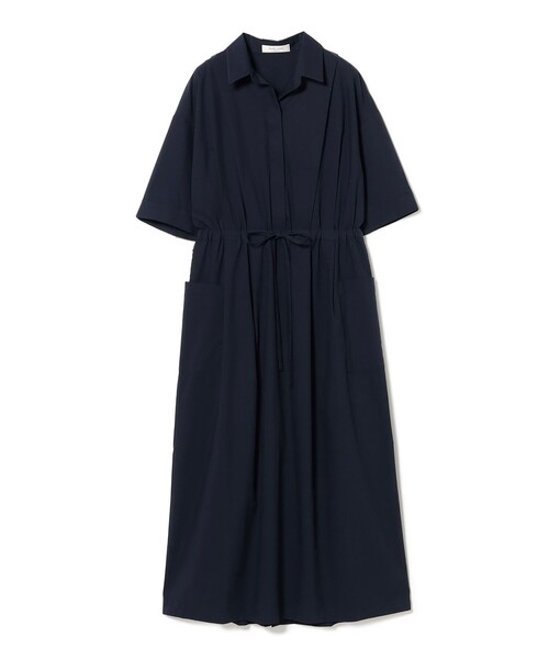 Demi-Luxe BEAMS ネイビー ポケット付きシャツワンピース 長袖 Demi-Luxe BEAMS ネイビー ポケット付きシャツワンピース 長袖