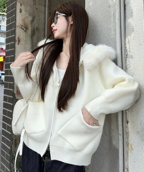 「DIAVEL」 ジップアップパーカー M ベージュ レディース_画像2