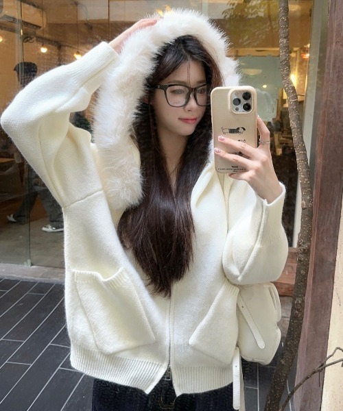 「DIAVEL」 ジップアップパーカー M ベージュ レディース_画像5