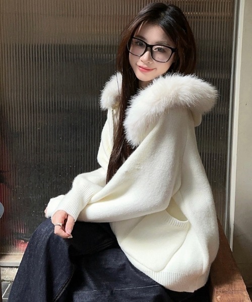 「DIAVEL」 ジップアップパーカー M ベージュ レディース_画像6