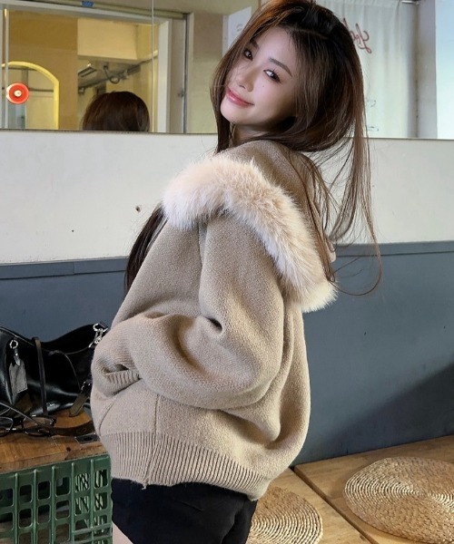 「DIAVEL」 ジップアップパーカー M ベージュ レディース_画像7