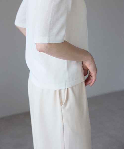 【新品未使用】Bibiy. 半袖サマーニット ホワイト CHOYA URBAN STYLE サマーニット クルーネック 天竺編み 天竺ニット
