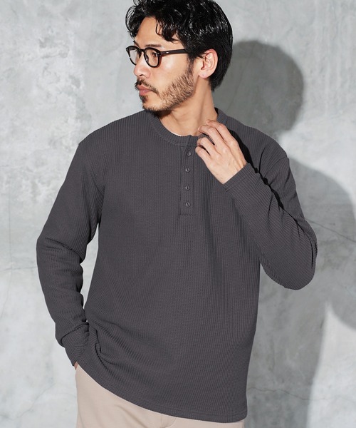 JIGGYS SHOP（ジギーズショップ） ヘンリーネック tシャツ ワッフル