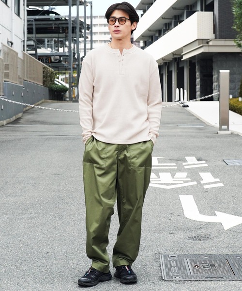 JIGGYS SHOP（ジギーズショップ） ヘンリーネック tシャツ ワッフル