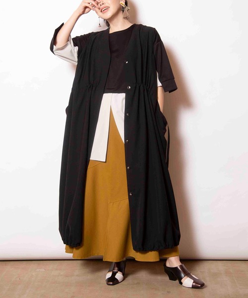 OSMOSIS ベスト ジレ ギャザーバルーンジレ レディース