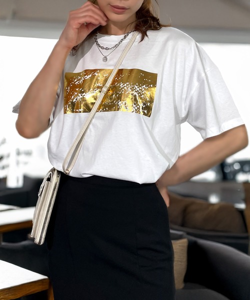 Candlestick tシャツ 箔 ラメ シルバー ロゴ ソフト コットン
