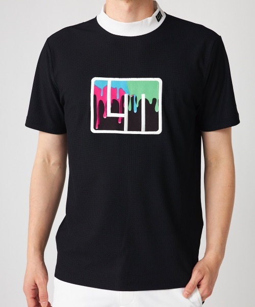 LOUDMOUTH ラウドマウス　モックネック　Ｔシャツ　ファスナー　黒　L シャツ 「LOUDMOUTH/ラウドマウス」モックネックストレッチ半袖