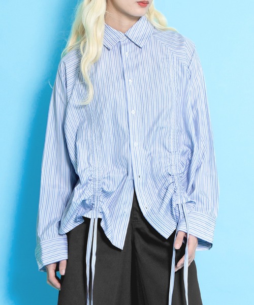 PUNYUS（プニュズ） ブラウス シャツ ドロストストライプシャツ