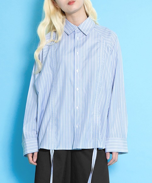 PUNYUS（プニュズ） ブラウス シャツ ドロストストライプシャツ