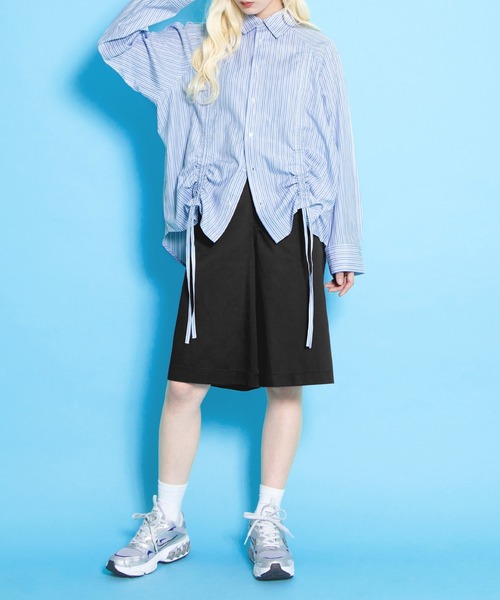 PUNYUS（プニュズ） ブラウス シャツ ドロストストライプシャツ