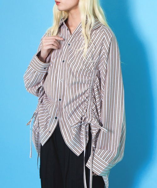 PUNYUS（プニュズ） ブラウス シャツ ドロストストライプシャツ