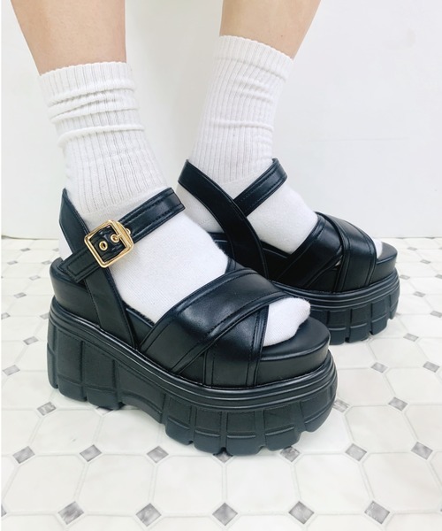 新品 レディース 厚底サンダル 【478】 楽天市場】花柄 チュール 太ヒール ストラップ サンダル