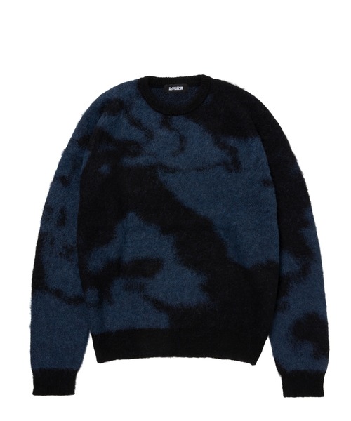 Rottweiler 黒 ケーブルニット クルーネックセーター Lサイズ ROTTWEILER（ロットワイラー） セーター ニット R9 PAINTED KNIT