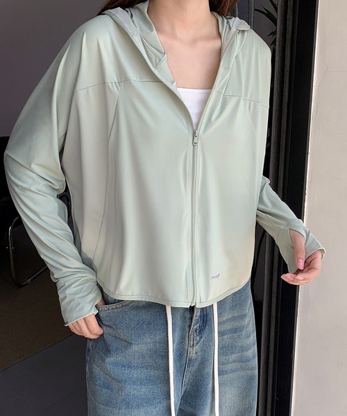 グレー UVフルジップ フード付きパーカー AOYAMA 【洋服の青山】フード付き パーカー メンズ 長袖 オール