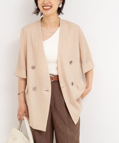 ノーリーズ NOLLEY’S シアー ジャケット 半袖 ブラウン 25SS trim_ofnls_item4a37e9984d8011f