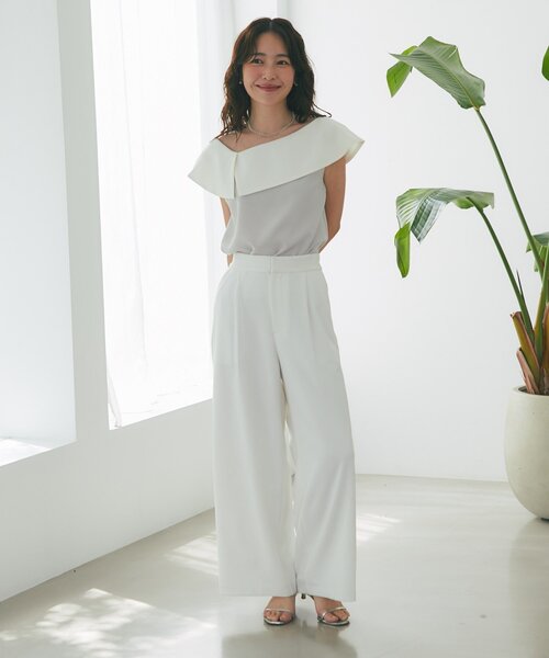 日本製【La boutique bonbon】プチモチーフビッグカラーブラウス 日本製【La boutique bonbon】プチモチーフビッグカラーブラウス