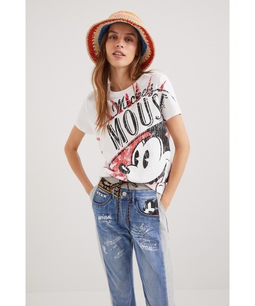 「Desigual」 半袖Tシャツ「Disneyコラボ」 S ホワイト レディース