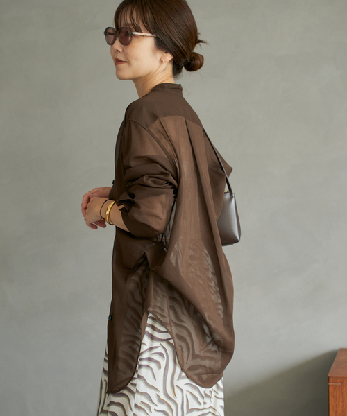 「Plage」 長袖ブラウス 38 ブラック レディース プラージュ Plage Mesh Sheer ブラウス （ブラック