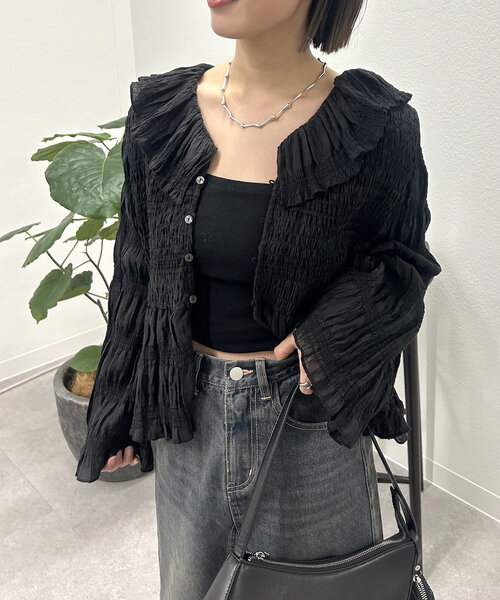 「mystic」 長袖ブラウス FREE ブラック レディース mystic 「mystic」 長袖ブラウス FREE ブラック レディース