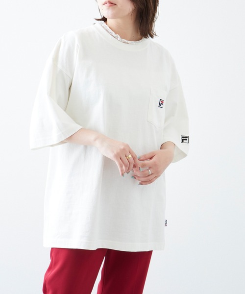 「FILA」 半袖Tシャツ M ライトブルー メンズ