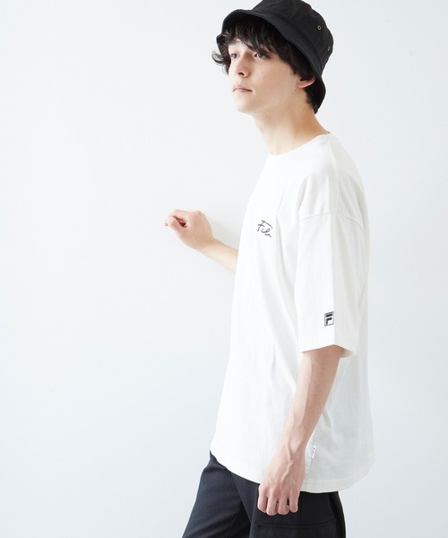 「FILA」 半袖Tシャツ M ライトブルー メンズ