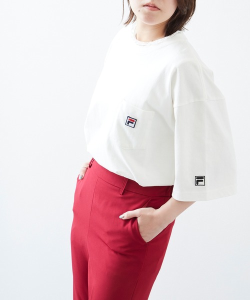 「FILA」 半袖Tシャツ M ライトブルー メンズ