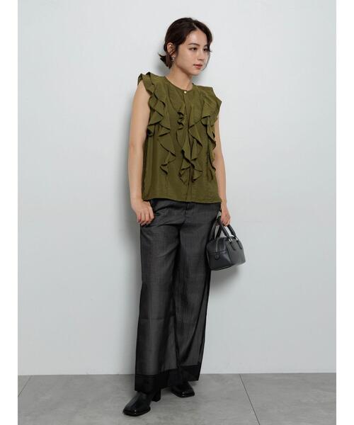 styling ラッフルスリムブラウス SWINGLE ブラウス シャツ ラッフルフリルデザインブラウス