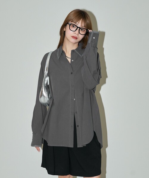ブラウス シャツ PUBLUX/パブリュクス オーガンジー ドッキング ボイルシャツ　限定展開 レディース FREAK'S STORE ブラウス シャツ PUBLUX/パブリュクス