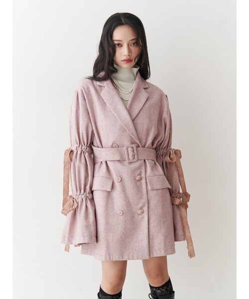 jouetie スリーブリボンジャケットコート グレー スリーブリボンジャケットコート[品番：MKSW0066637]｜jouetie