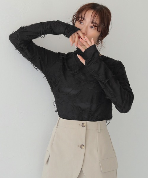 CLEIO（クレイオ） tシャツ 「CLEIO」花ジャガードシアートップス