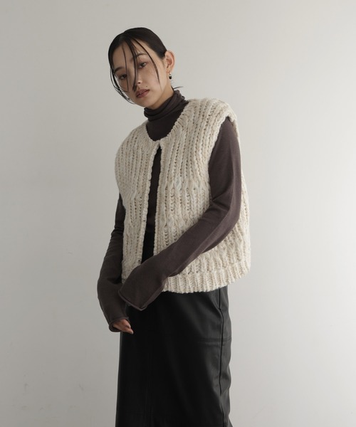 hellam（ヘラム） ベスト ジレ ミックスニットベスト レディース