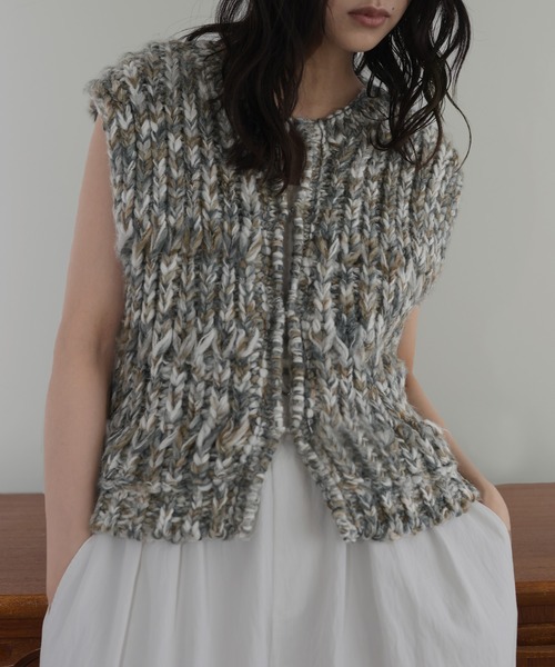 hellam（ヘラム） ベスト ジレ ミックスニットベスト レディース