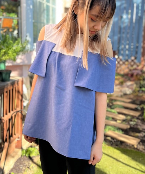 「AVIE」 半袖ブラウス 38 ブラック レディース_画像4