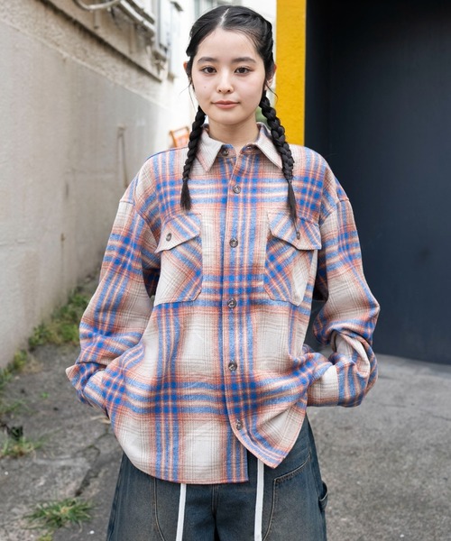 HELLBLAU チェックシャツ L WEGO（ウィゴー） シャツ WEGO/ヘビーネルチェックシャツ(LS) メンズ