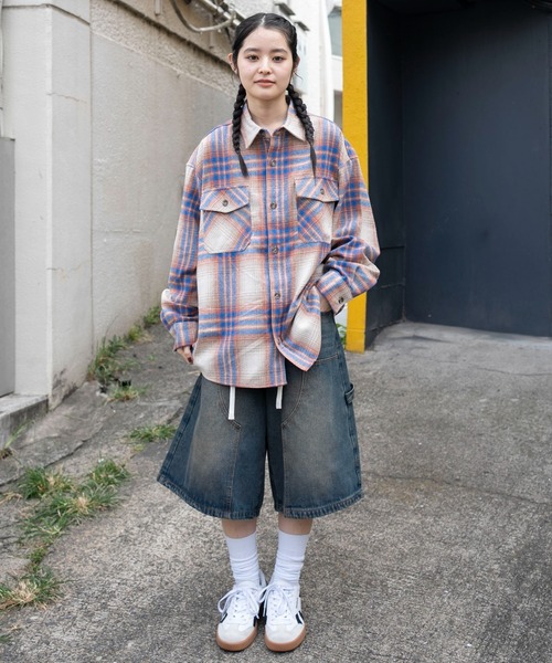 WEGO（ウィゴー） シャツ WEGO/ヘビーネルチェックシャツ(LS) メンズ