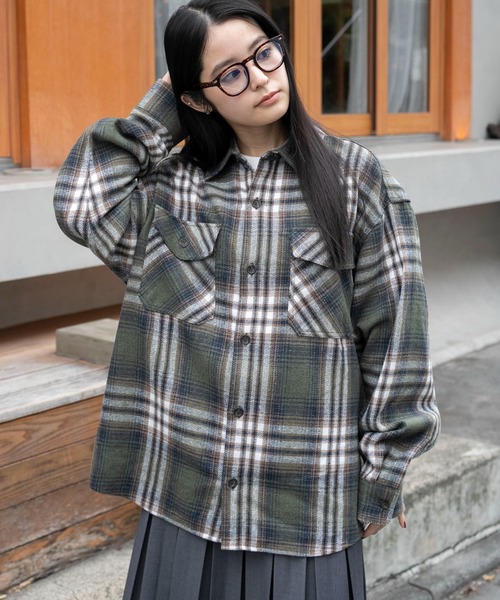 新品未使用　linkable チェックシャツ link lot シャツ 「25年秋冬新作」ピスネーム付きビッグシルエット