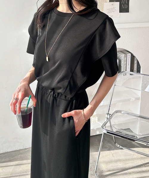 「GeeRA」 半袖ワンピース MEDIUM ブラック レディース_画像2