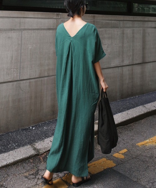 「a lot of love」 半袖ワンピース L グリーン レディース_画像9