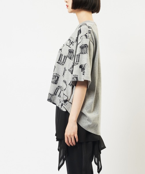 gomme ゴム アシンメトリー デザインTシャツ コットン フリル ギャザー 