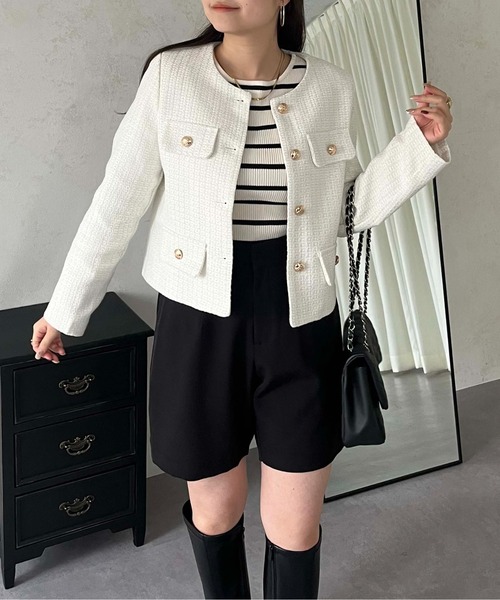 「prose verse」 ノーカラージャケット MEDIUM オフホワイト レディース_画像2