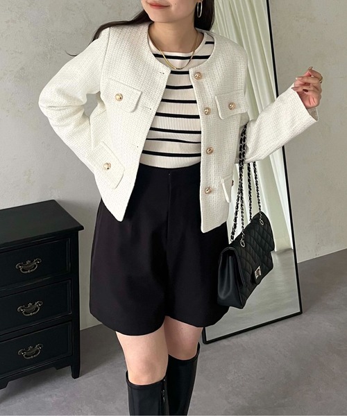 「prose verse」 ノーカラージャケット MEDIUM オフホワイト レディース_画像3