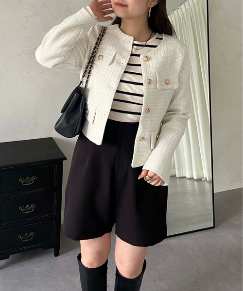 「prose verse」 ノーカラージャケット MEDIUM オフホワイト レディース_画像4