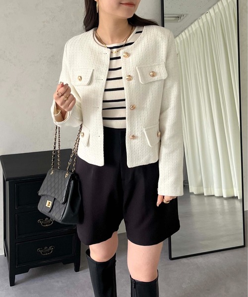 「prose verse」 ノーカラージャケット MEDIUM オフホワイト レディース_画像6