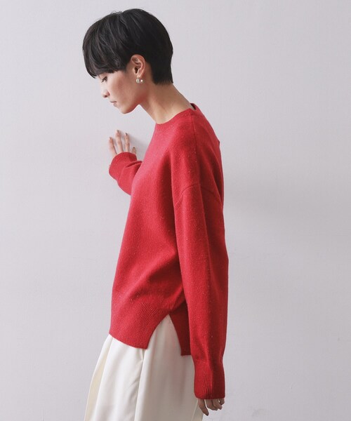 ニット 赤 pual ce cin ニット セーター アルパカ混ハイネックニットプルオーバー