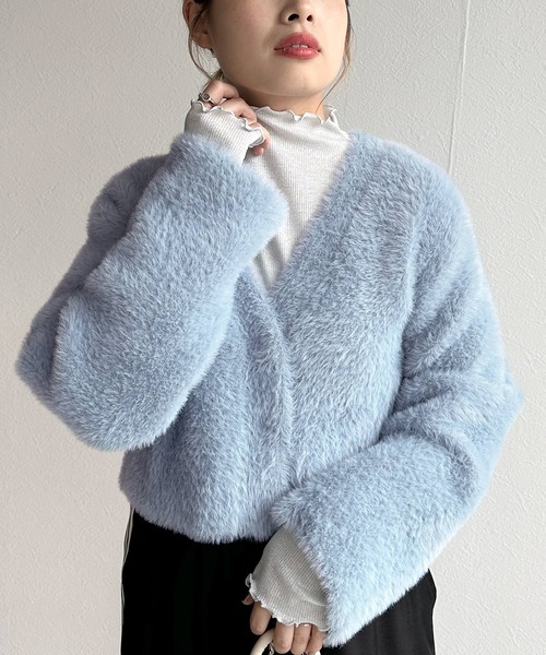 「w closet」 ニットカーディガン FREE ホワイト レディース_画像2