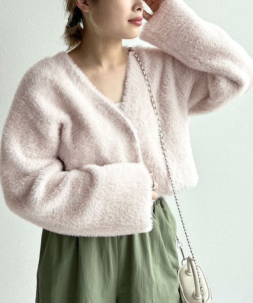 「w closet」 ニットカーディガン FREE ホワイト レディース_画像4