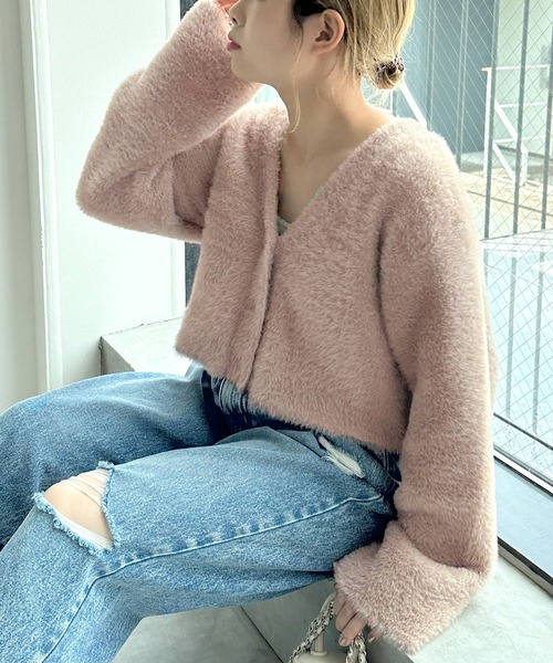 「w closet」 ニットカーディガン FREE ホワイト レディース_画像5