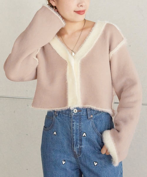 「w closet」 ニットカーディガン FREE ホワイト レディース_画像8