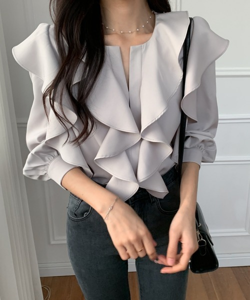 「ABITOKYO」 長袖ブラウス L グレー レディース_画像5