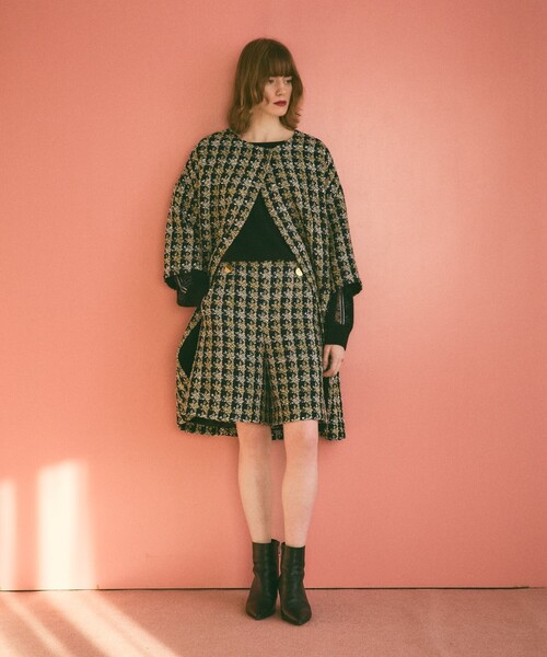 GRACE CLASS ノーカラーツイードコート 36 Grace Class】グレース